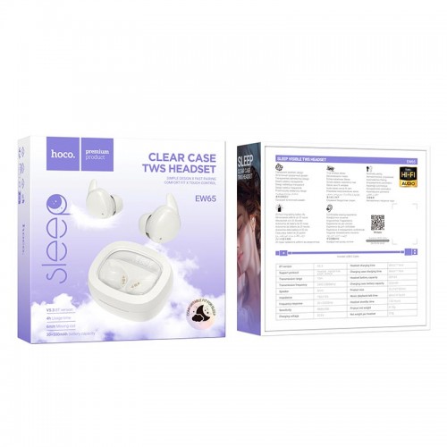 Навушники HOCO Shadow true wireless sleep BT headset EW65 |BT5.3, 30/500mAh, 4h| black