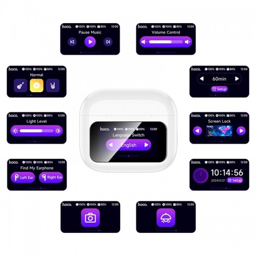Навушники HOCO Elegant true wireless touch screen BT headset EW81 |BT5.4, 30/300mAh, 4h| white
