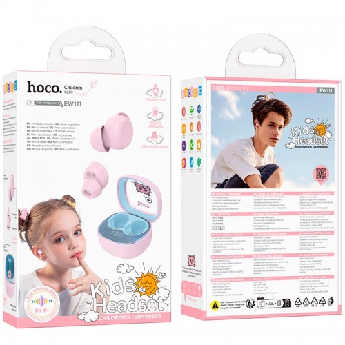 Навушники HOCO Friendly true wireless children BT headset EW111 |BT5.4, 30/250mAh, 4h| pink