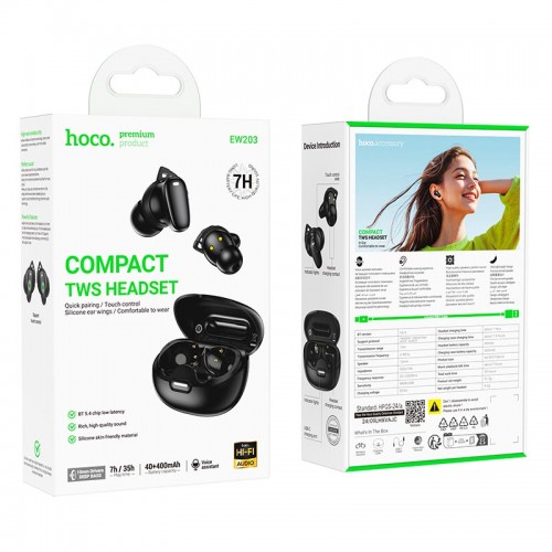 Наушники HOCO Jinny true wireless BT headset EW203 |BT5.4, 40/400mAh, 7h|