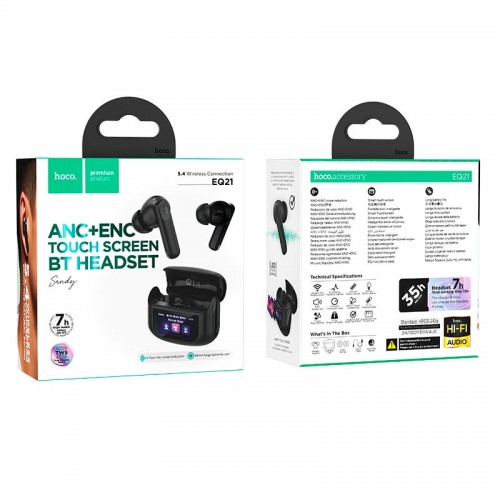 Наушники HOCO Sandy true wireless ANC+ENC noise reduction touch screen BT headset EQ21 |BT5.4, 40/400mAh, 7h|