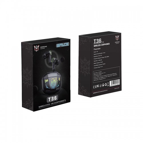 Навушники Onikuma RGB TWS Gaming Earbuds 40ms Delay T36 |BT5.0, 35/300mAh| black