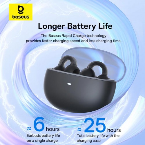 Навушники Baseus AirGo 1 Ring Open-Ear TWS Earbuds |BT5.3, 40/400mAh, App, EQ, 6h| black