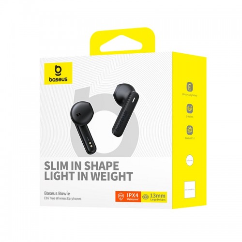 Навушники Baseus Bowie True Wireless Earphones E16 |BT5.3, 35/400mAh, IPX4, 2ENC Mic, 6h| black