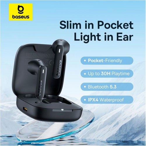 Навушники Baseus Bowie True Wireless Earphones E16 |BT5.3, 35/400mAh, IPX4, 2ENC Mic, 6h| black