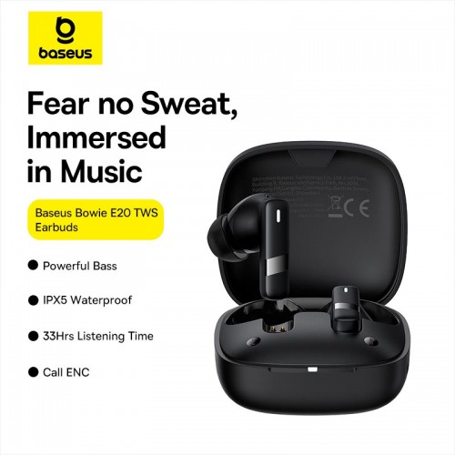 Наушники Baseus Bowie True Wireless Earphones E20 |BT5.3, 35/500mAh, IPX5, 2ENC Mic, 6h|