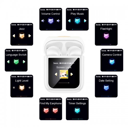 Навушники HOCO Cat true wireless touch screen BT headset EW86 |BT5.4, 25/300mAh, 3.5/20h| white