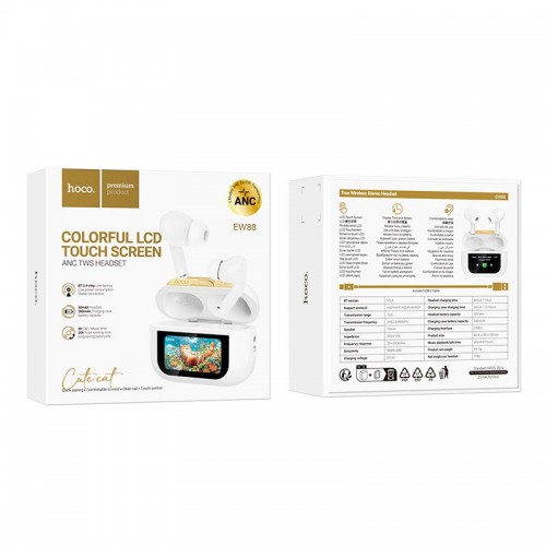 Наушники HOCO Rampino true wireless ANC touch screen BT headset EW88 |BT5.4, 30/280mAh, 4/20h|