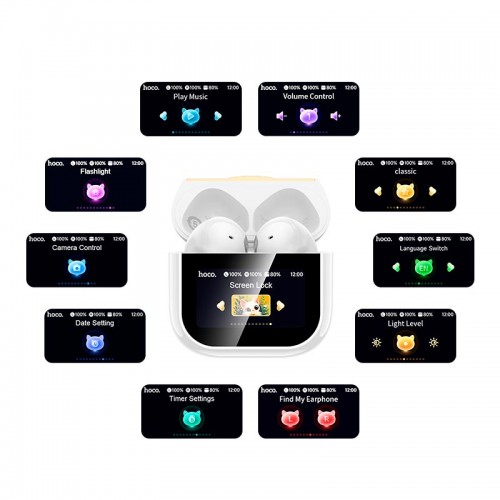 Навушники HOCO Kissa true wireless touch screen BT headset EW89 |BT5.4, 25/300mAh, 3.5/20h| white