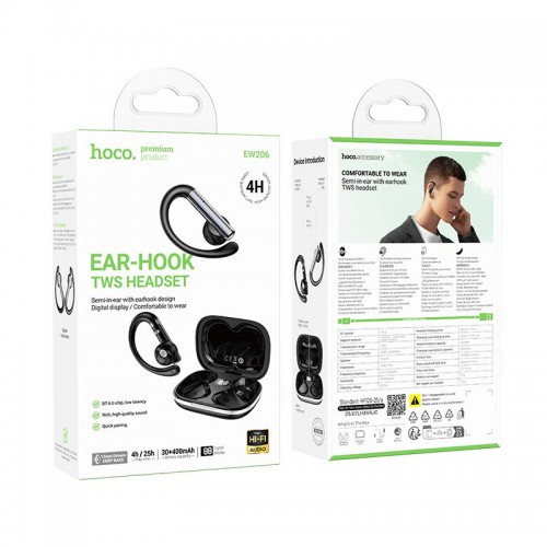 Навушники HOCO EW206 Mist true wireless BT headset |BT6.0, 40/400mAh, 4h| black