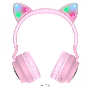 Навушники Bluetooth Hoco Cheerful Cat ear W27 pink
