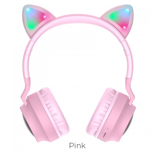 Навушники Bluetooth Hoco Cheerful Cat ear W27 pink