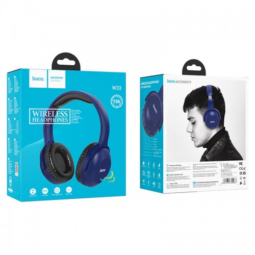 Наушники bluetooth HOCO Art sount BT headset W33 |BT5.0, AUX, Type-C, 15H| grey