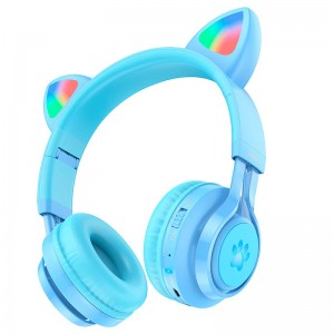 Навушники Hoco Cat ear kids BT headphones W39 |BT5.3, AUX, 10H, 85db| blue