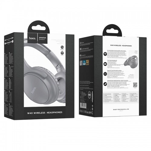 Навушники HOCO Mighty BT headphones W40 |BT5.3, 7H, AUX/TF Card, Type-C| blue
