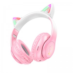 Навушники Hoco Cat ears BT headphones W42 |BT5.3, AUX/TF, 10h| Cherry blossom