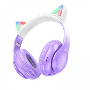 Навушники Hoco Cat ears BT headphones W42 |BT5.3, AUX/TF, 10h| Purple grape
