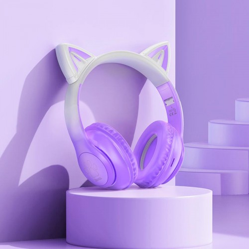 Навушники Hoco Cat ears BT headphones W42 |BT5.3, AUX/TF, 10h| Purple grape