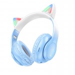 Наушники Hoco Cat ears BT headphones W42 |BT5.3, AUX/TF, 10ч| Кристально-голубой