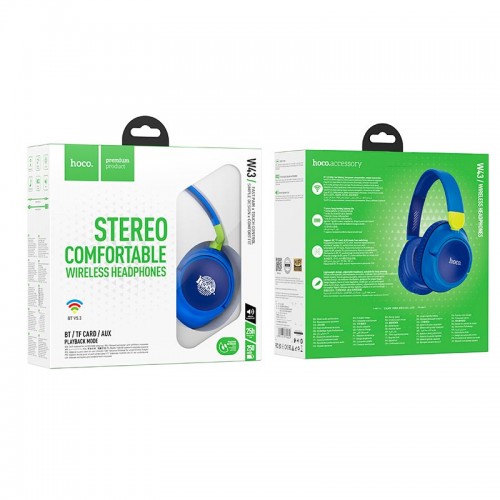 Навушники HOCO Adventure BT headphones W43 |BT5.3, AUX/TF, 25h, Touch Control| blue