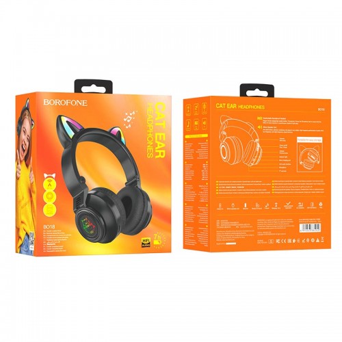 Наушники Borofone Cat ear BT headphones BO18 |BT5.0, AUX/TF, 7h|