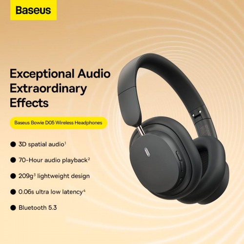 Навушники Baseus Bowie D05 Wireless Headphones |BT5.3, 70h, Location| grey