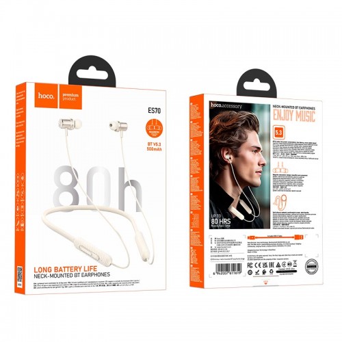 Наушники HOCO Armour neck-mounted BT earphones ES70 |BT5.3, 80h| beige
