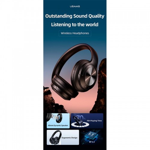 Навушники USAMS Wireless Headphone YH Series YH21 |BT5.3/AUX, 70h| black