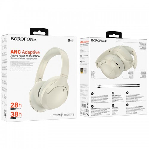 Наушники BOROFONE Prestige active noise reduction BT headphones BO31 |BT5.4,ANC, AUX/BT, 38h Max|