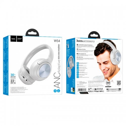 Навушники HOCO Young BT headphones W54 |BT5.4, ANC, AUX, USB-C, 30h| grey
