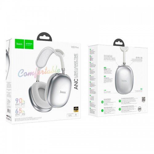 Навушники HOCO Happiness ANC noise reduction BT headphones W55 Plus |BT5.4, 65-90h, AUX/TF| grey