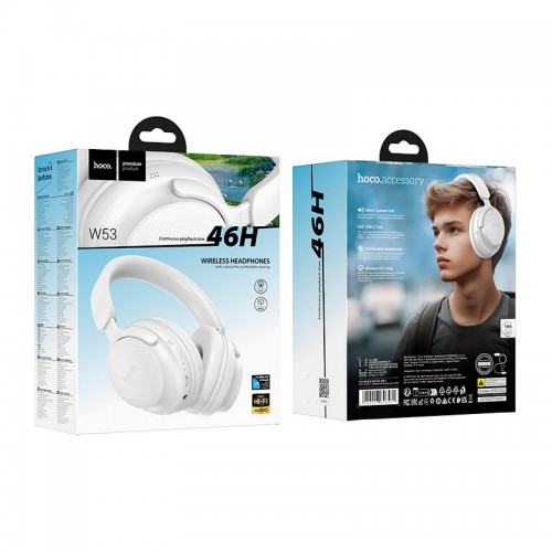 Навушники HOCO Tone BT headphones W53 |BT5.4, 46H, USB-C, AUX| white