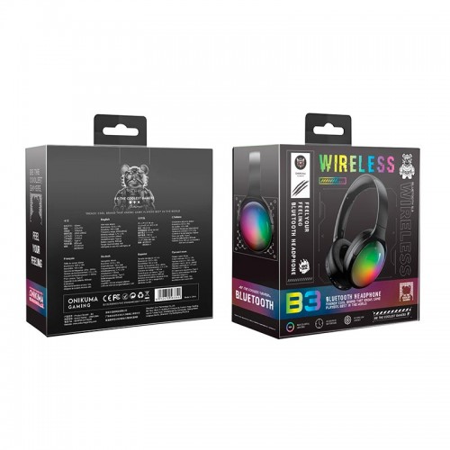 Навушники Onikuma Bluetooth Headphones with ANC Microphone B3 |BT5.3/Type-C, ANC, 38H, RGB| black