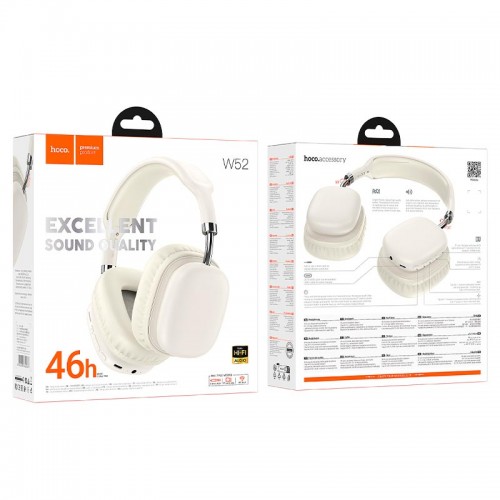 Навушники HOCO Wonderful BT headphones W52 |BT 5.4,AUX/TF, 46h| silver