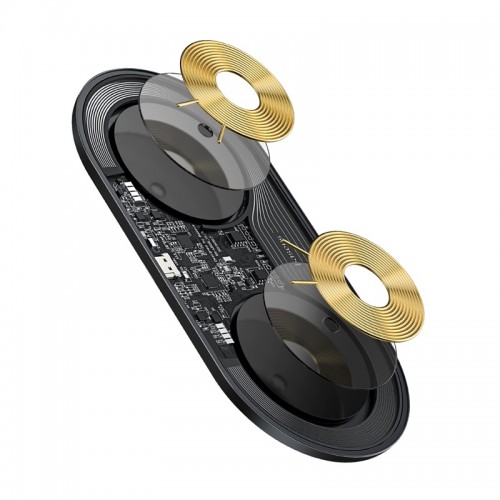 Зарядка QI BASEUS Simple 2in1 Wireless Charger 18w Max For Phones + Pods (WXJK-01) transparent-black