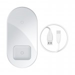 Зарядка QI BASEUS Simple 2in1 Wireless Charger 18w Max для телефонов + Pods (WXJK-01) белая