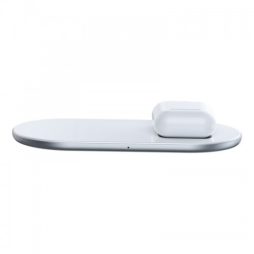 Зарядка QI BASEUS Simple 2in1 Wireless Charger 18w Max For Phones + Pods (WXJK-01) white