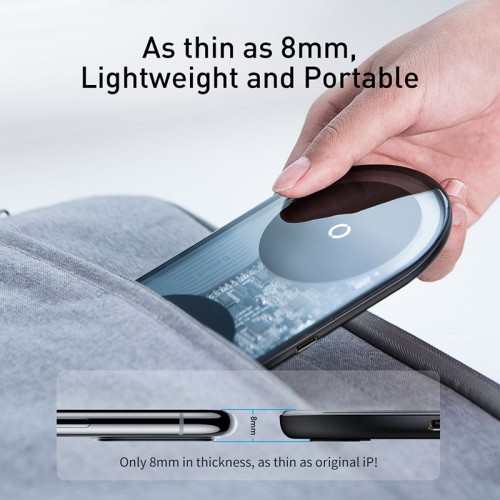 Зарядка Qi BASEUS Simple 2in1 Wireless Charger Pro Edition для телефонов + Pod |15W| (WXJK-C02) черная