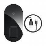 Зарядка Qi BASEUS Simple 2in1 Wireless Charger Pro Edition для телефонов + Pod |15W| (WXJK-C02) черная