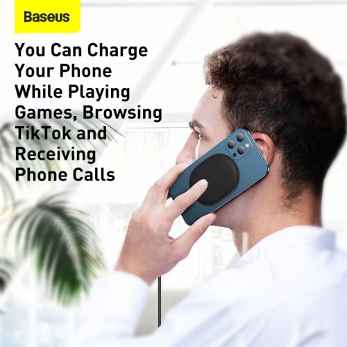 Зврядка Qi BASEUS Light Magnetic Wireless Charger (suit for IP12 with Type - C cable) |15W| (WXQJ-02} black