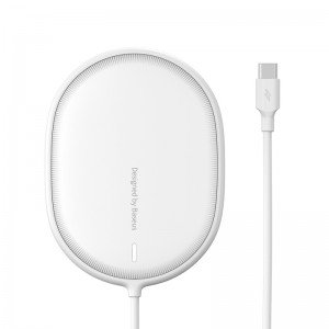 Зврядка Qi BASEUS Light Magnetic Wireless Charger (suit for IP12 with Type - C cable) |15W| (WXQJ-02} white