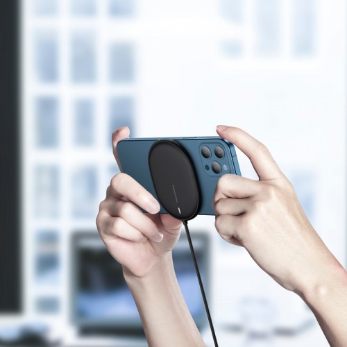 Зврядка Qi BASEUS Light Magnetic Wireless Charger (suit for IP12 with Type - C cable) |15W| (WXQJ-02} white