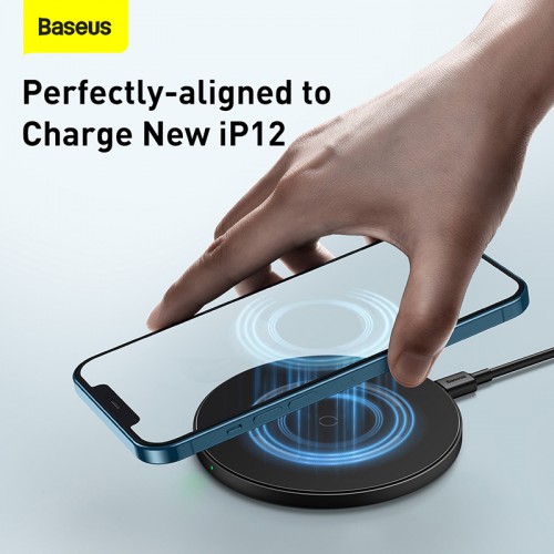 Зврядка Qi BASEUS Simple Magnetic Wireless Charger (suit for IP12) |15W| (WXJK-E02) black