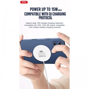 Зарядка Qi XO magnetic wireless charger CX004 |15W| white