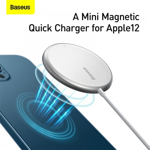 Зарядка Qi BASEUS Simple Mini Magnetic Wireless Charger (suit for Iphone 12 with Type-C cable 1.5 m) black