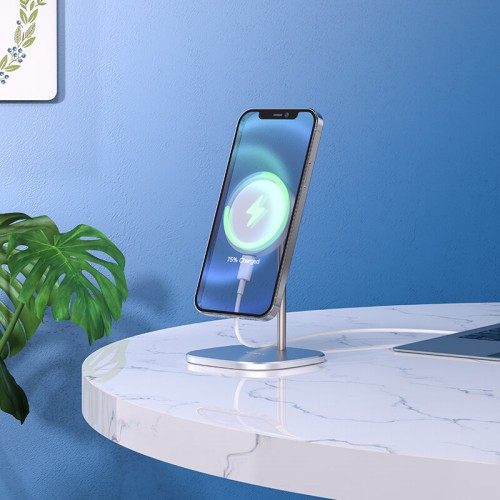 Зарядка Qi HOCO Happiness magnetic desktop wireless charger CW32 |15W| silver