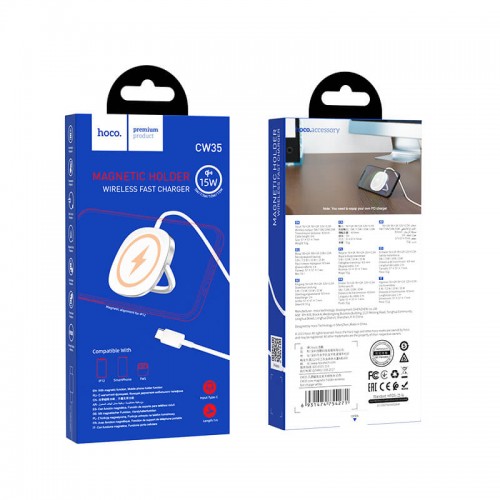 Зарядка Qi Hoco core magnetic holder wireless fast charger CW35 |15W| black