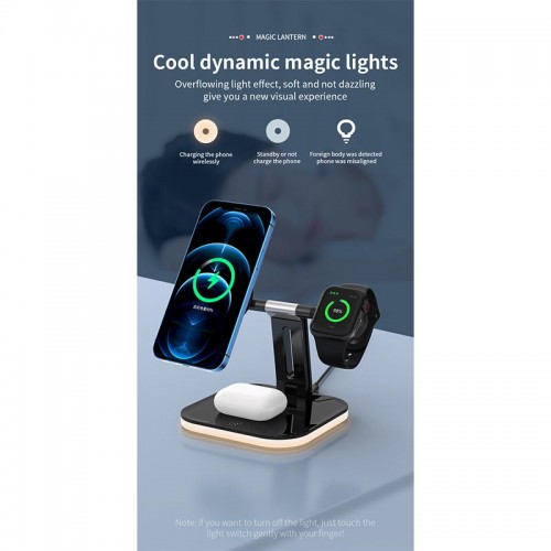 Зарядка Qi 3in1 LED Magnetic wireless charger JYD-WC101 |15W Max|