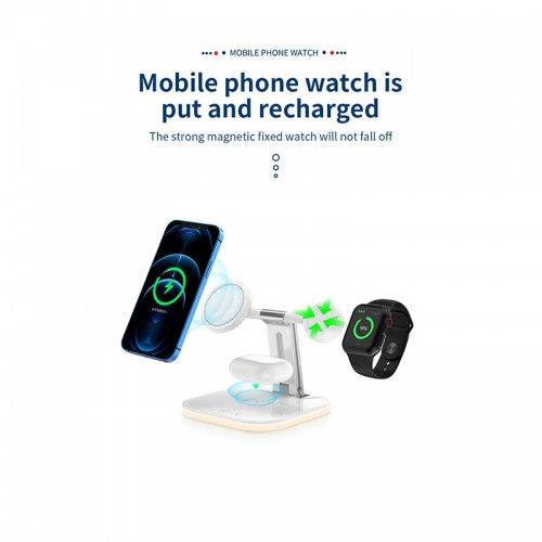 Зарядка Qi 3in1 LED Magnetic wireless charger JYD-WC101 |15W Max|