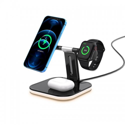Зарядка Qi 3in1 LED Magnetic wireless charger JYD-WC101 |15W Max|